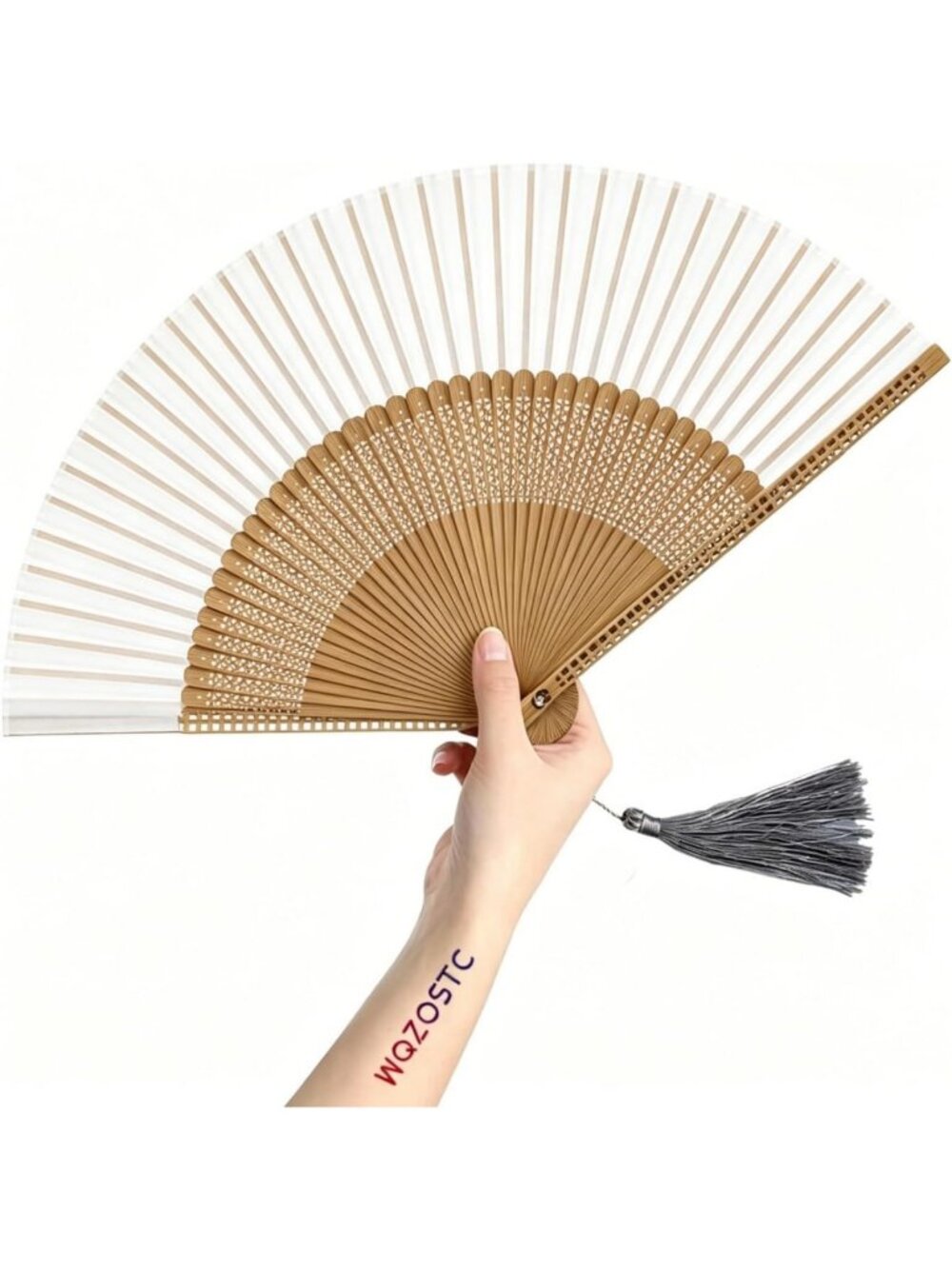 Elegant Handheld Fan - Vintage Bamboo Silk for Dance, Weddings & Festivals